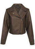 Distressed Leather Jacket Distressed Brown