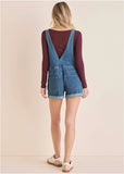 V Back Denim Overalls Medium Wash