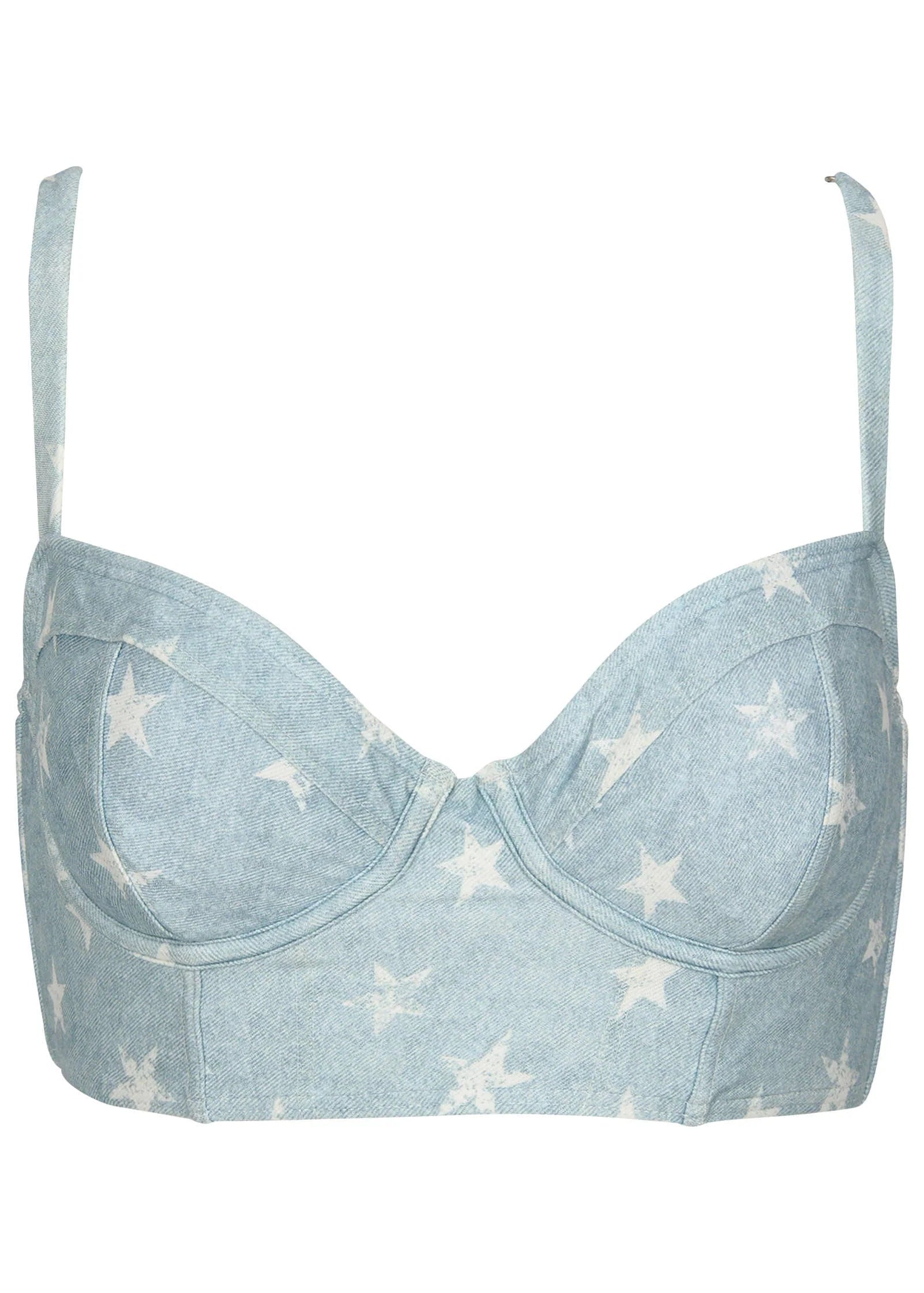 Denim Underwire Bikini Top Denim Star
