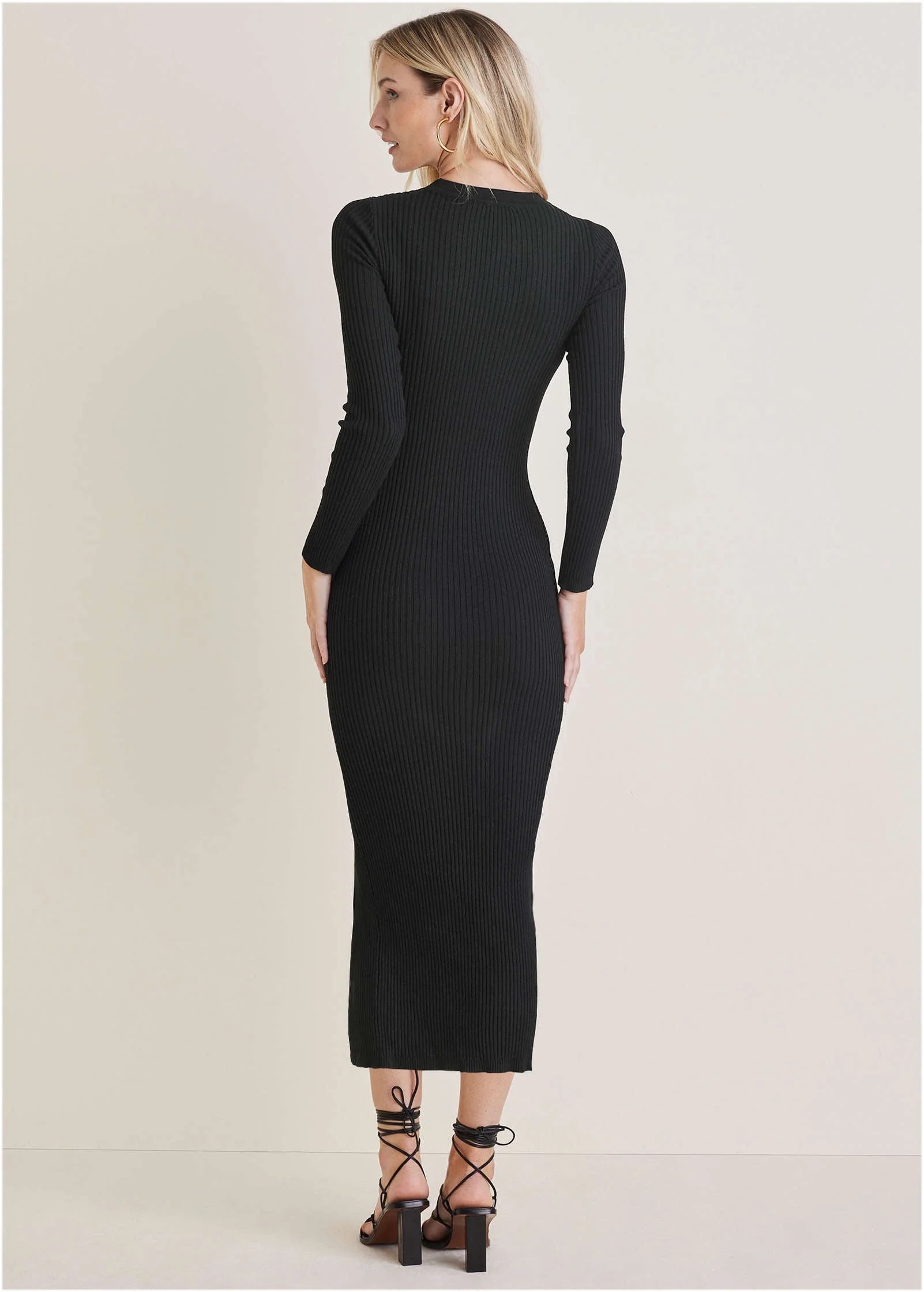 Ribbed Maxi Sweater Dress Jet Black