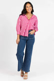 Drew Pink Striped Button Down Top
