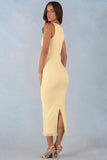 Modal Lace Trim Midaxi Dress in Butter Yellow