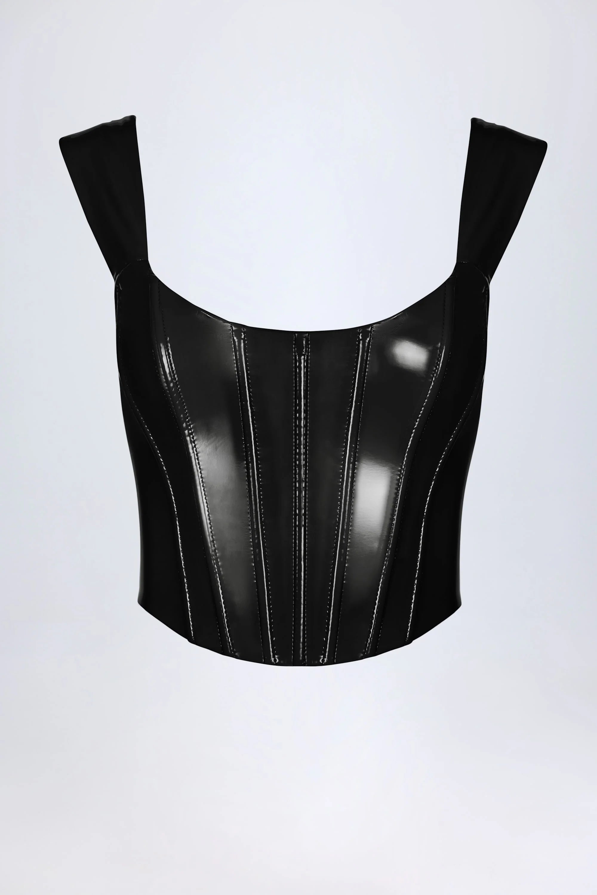 Vinyl Lace Up Corset Top in Black