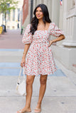 Im Just A Girl Ivory and Red Rosette Printed Mini Dress FINAL SALE