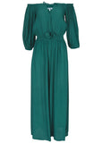 Off The Shoulder Jumpsuit Teal Green