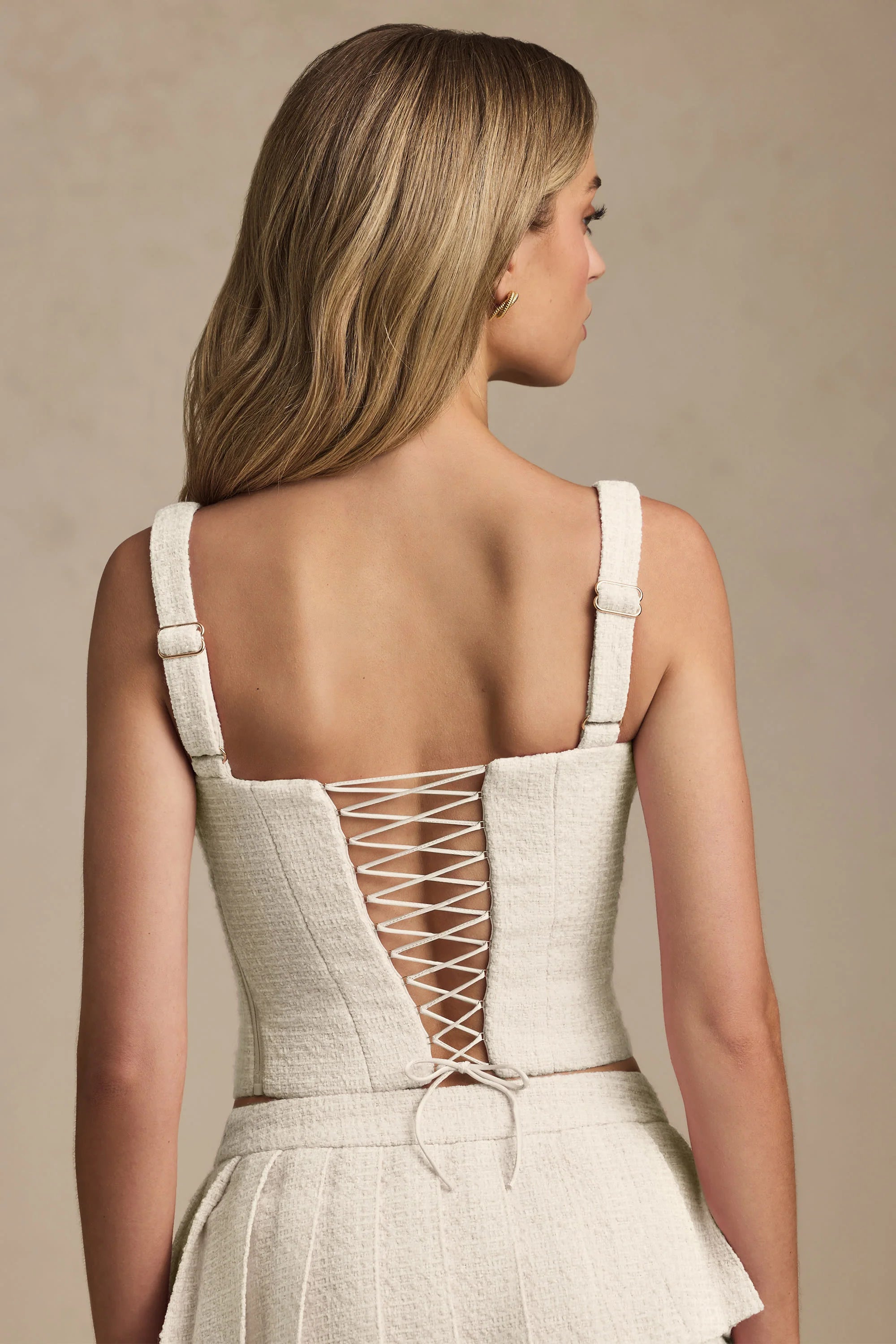 Lace Up Corset Top in Ivory