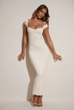 Modal Sweetheart Neck Cap Sleeve Maxi Dress in Ivory