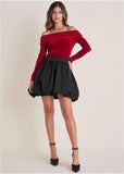 Off The Shoulder Velvet Top Haute Red