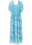 Flutter Sleeve Maxi Dress Water Snake