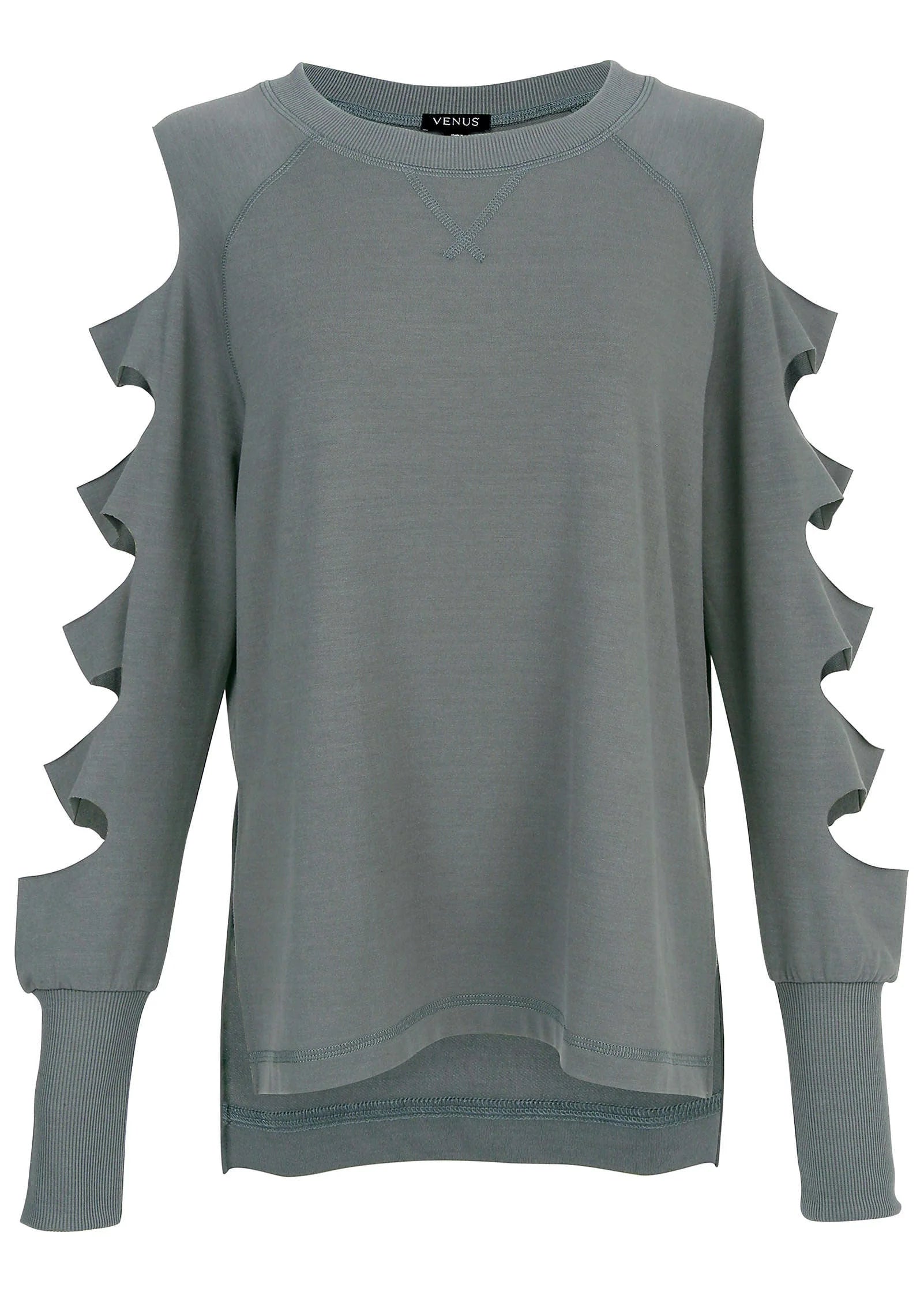 Cutout Sleeve Sweatshirt Seafog