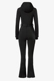 Waterproof Hooded Fitted Ski Suit in Black