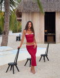 CALINE MIDI SKIRT RED