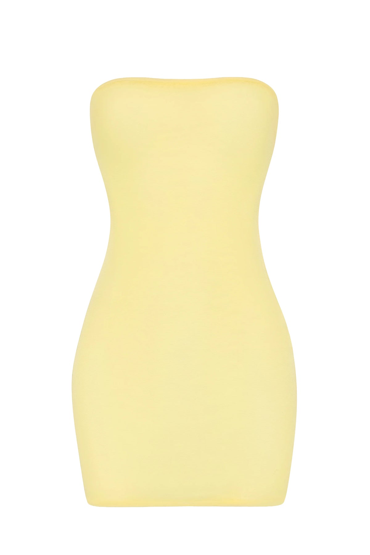 Soft Sheer Mesh Bandeau Mini Slip Dress in Yellow