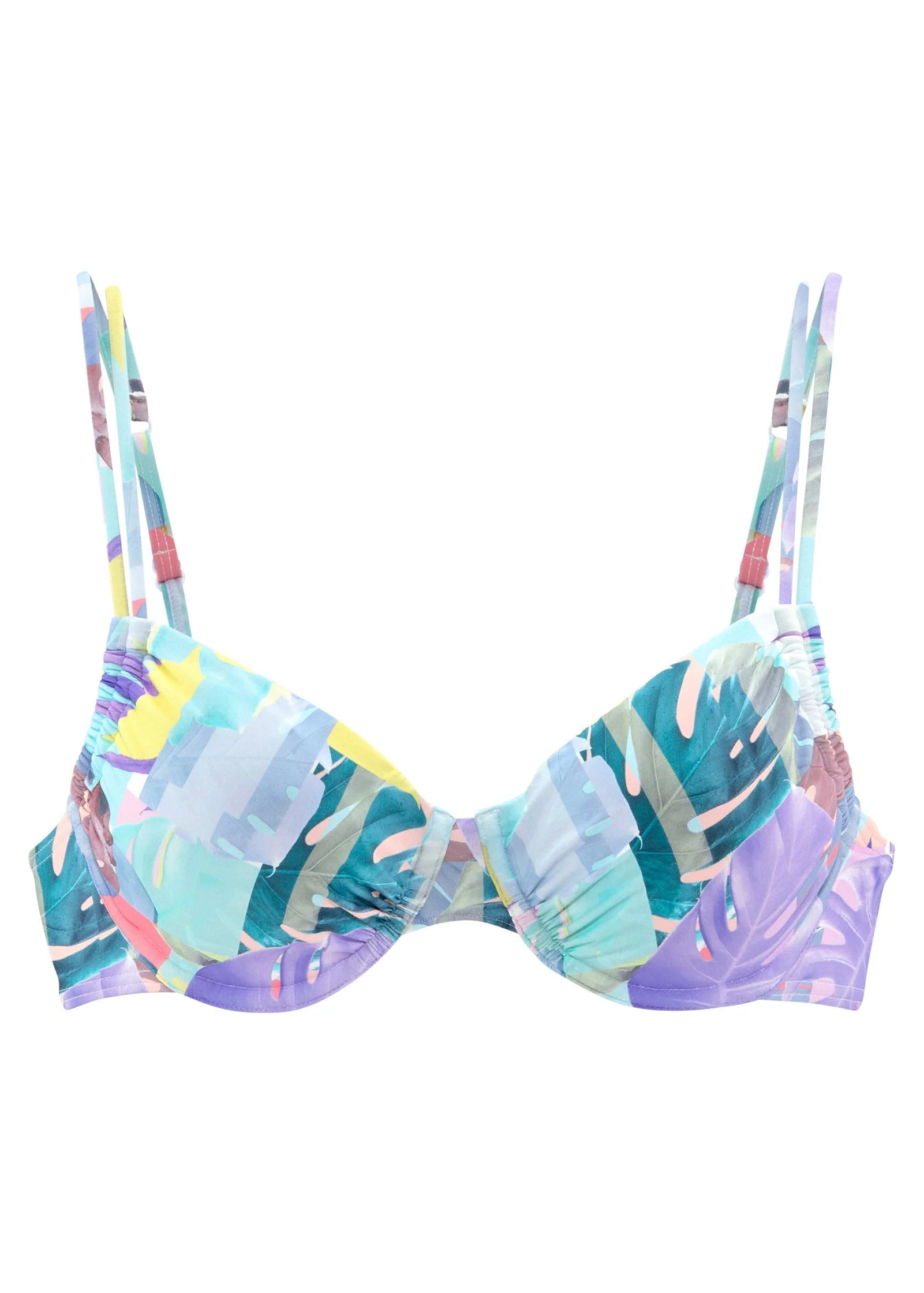 Underwire Bikini Top Pastel Tropical Floral