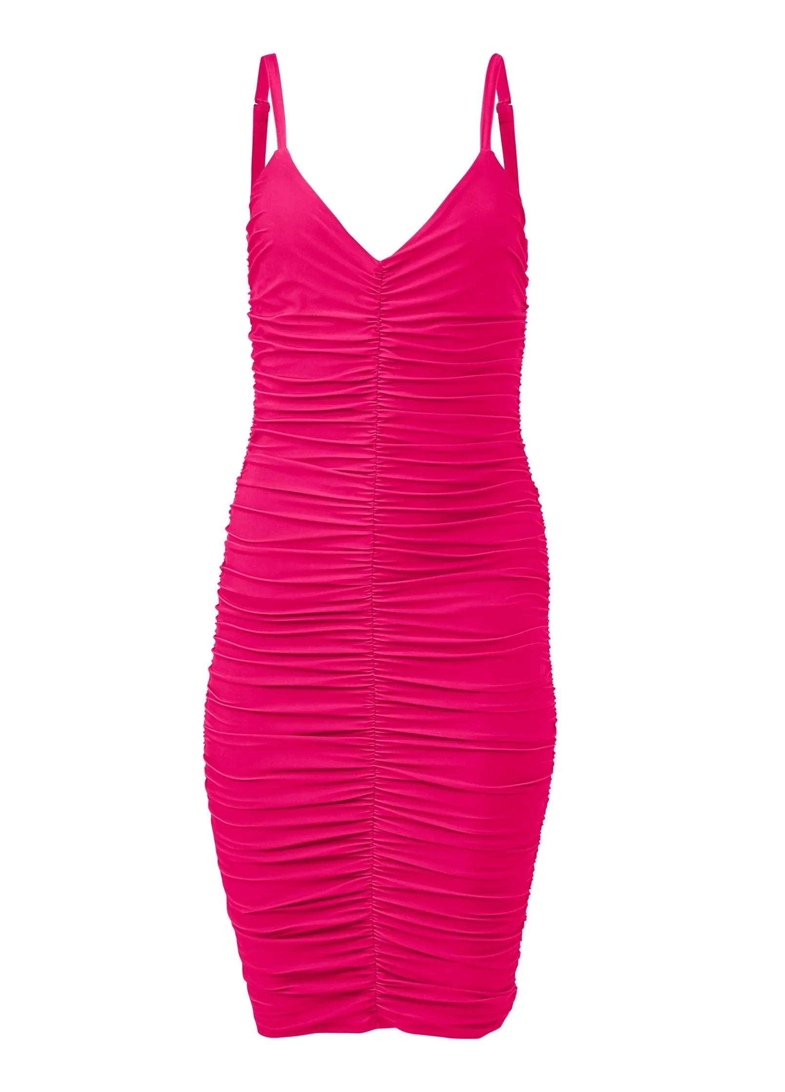 Ruched Mini Dress Fuchsia