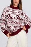 Jacquard Knit Oversized Jumper in Crimson Red
