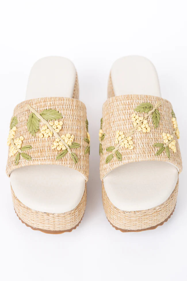 Taniya Yellow Floral Platform Sandal