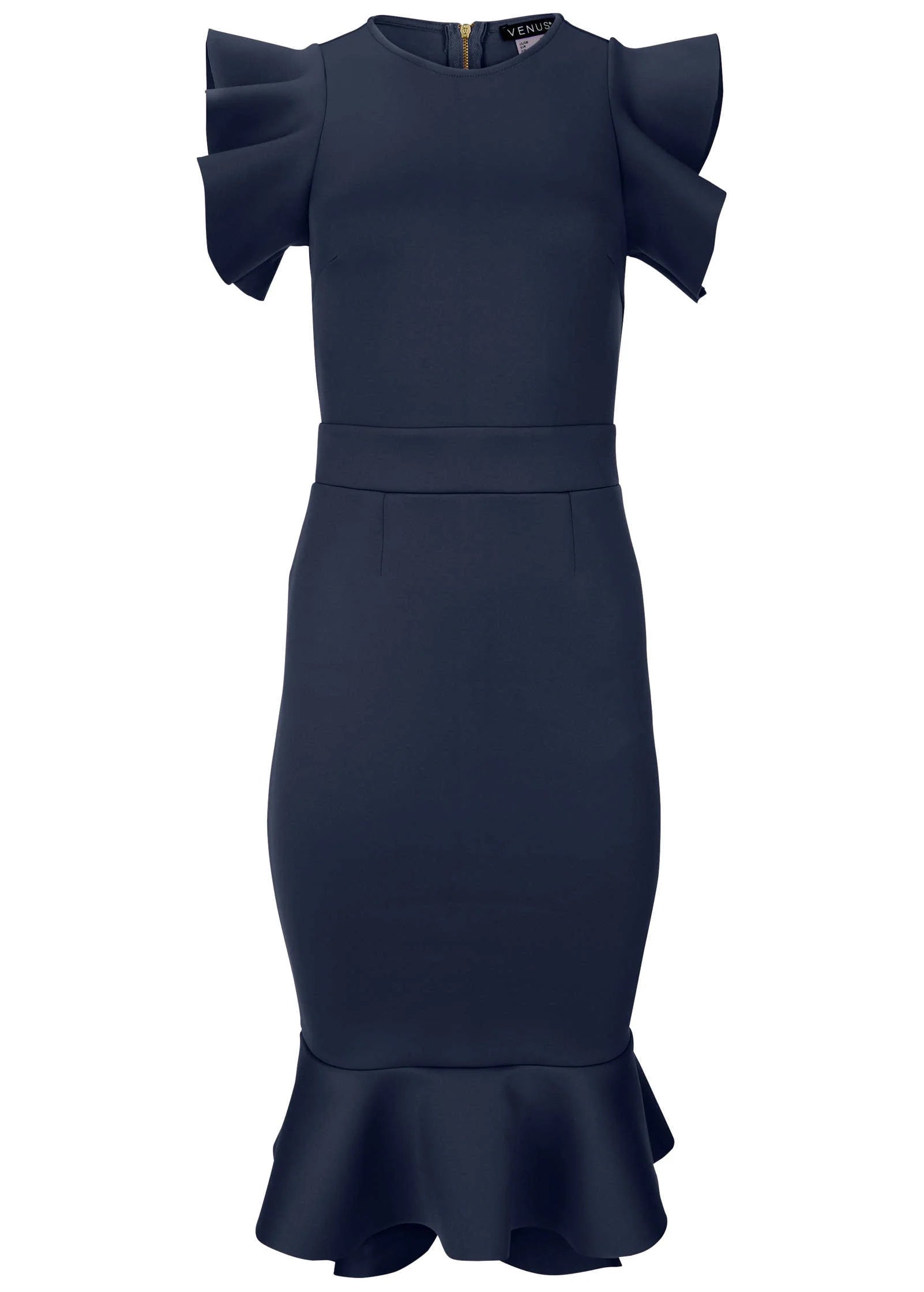 Ruffle Detail Dress Navy