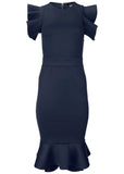 Ruffle Detail Dress Navy