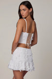 Embellished Mid Rise A Line Mini Skirt in White