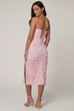 Lace Up Corset Midaxi Dress with Split in Soft Pink