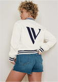 V Matte Satin Bomber Cloud Dancer