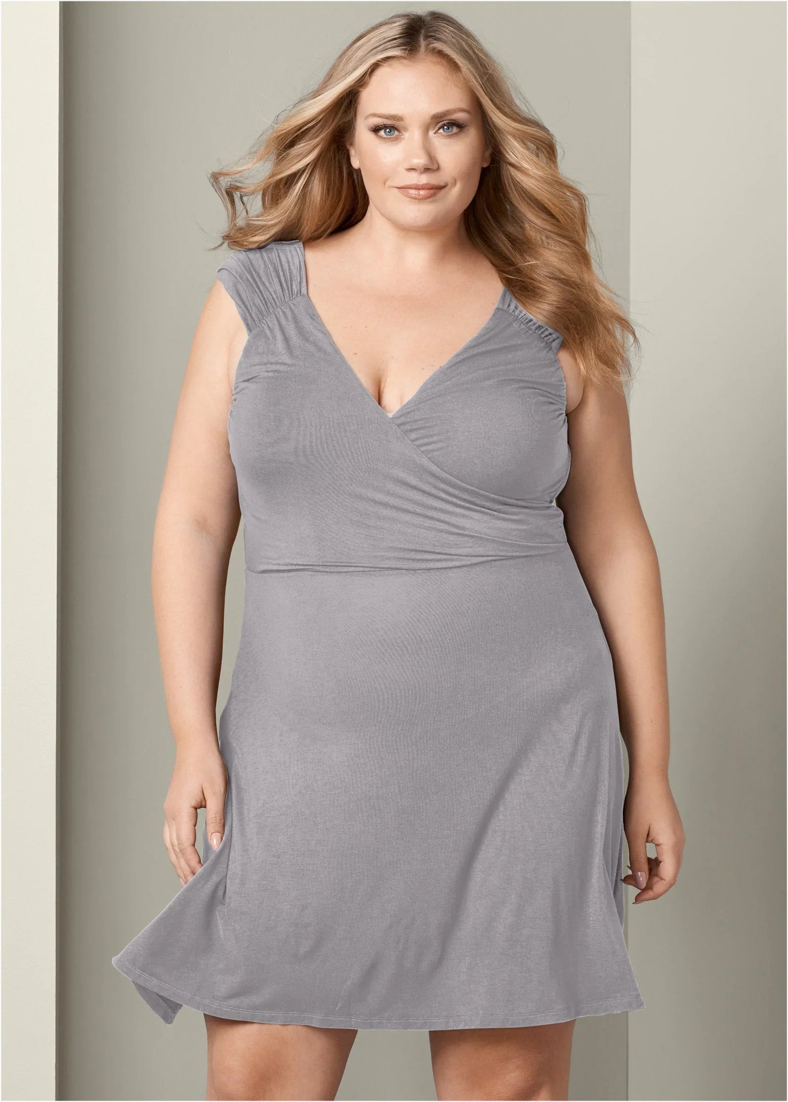 Draped Front Dress Heather Grey