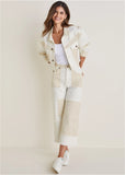 Patchwork Wide Leg Jean Whisper White Turtledove Combo