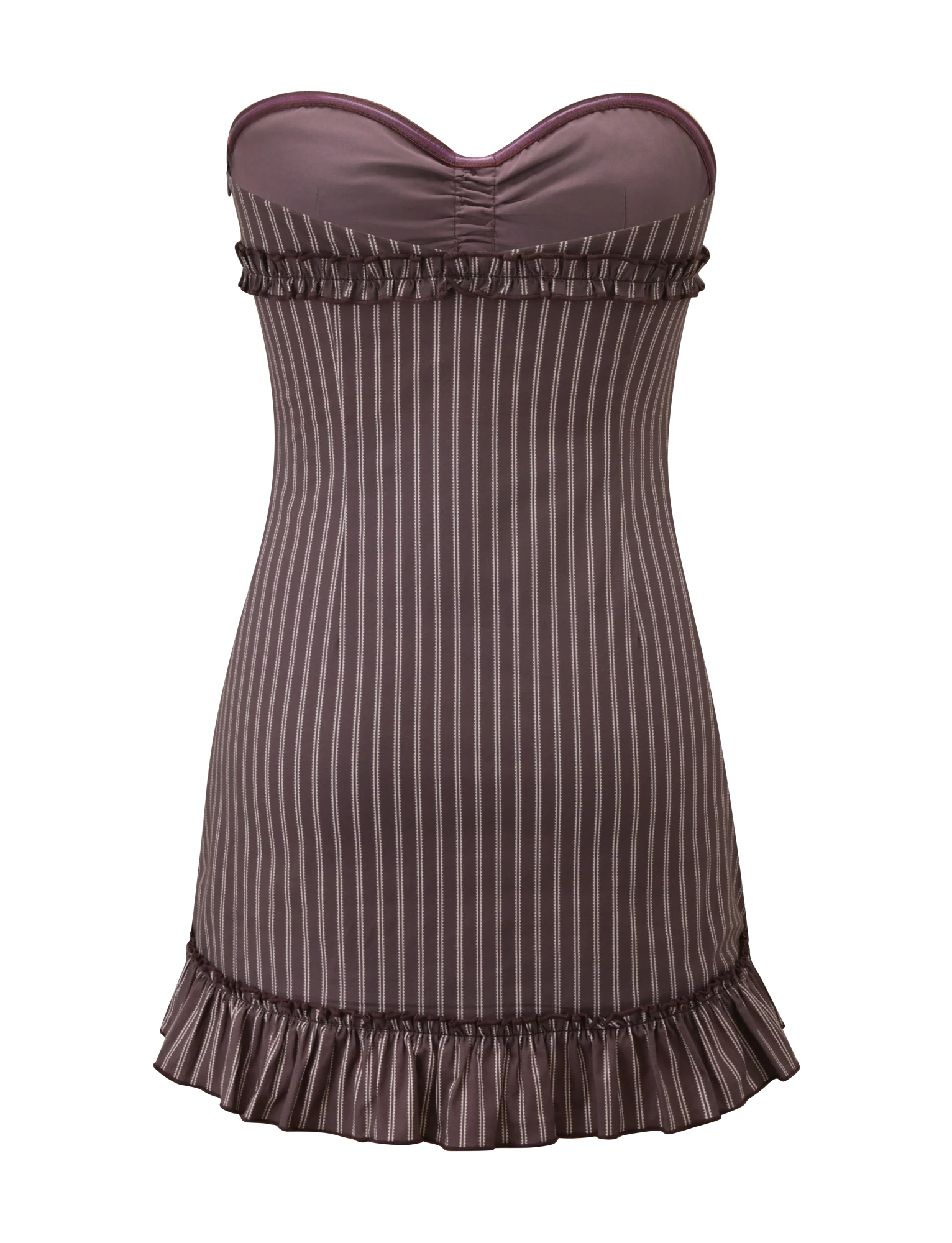 KITTIE STRAPLESS DRESS BROWN AND CREAM STRIPE