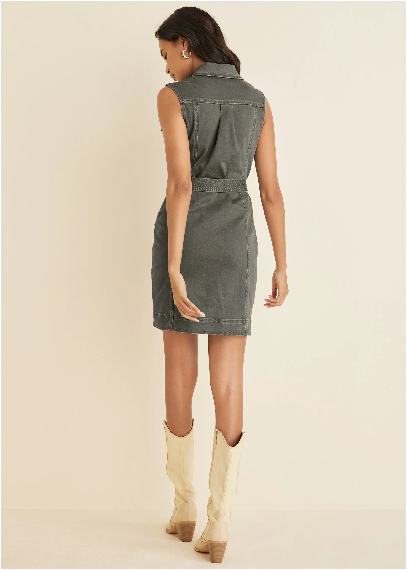 Colored Twill Utility Dress Olive