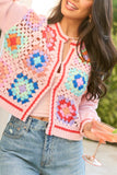 Emmie Pink Crochet Open Cardigan SALE