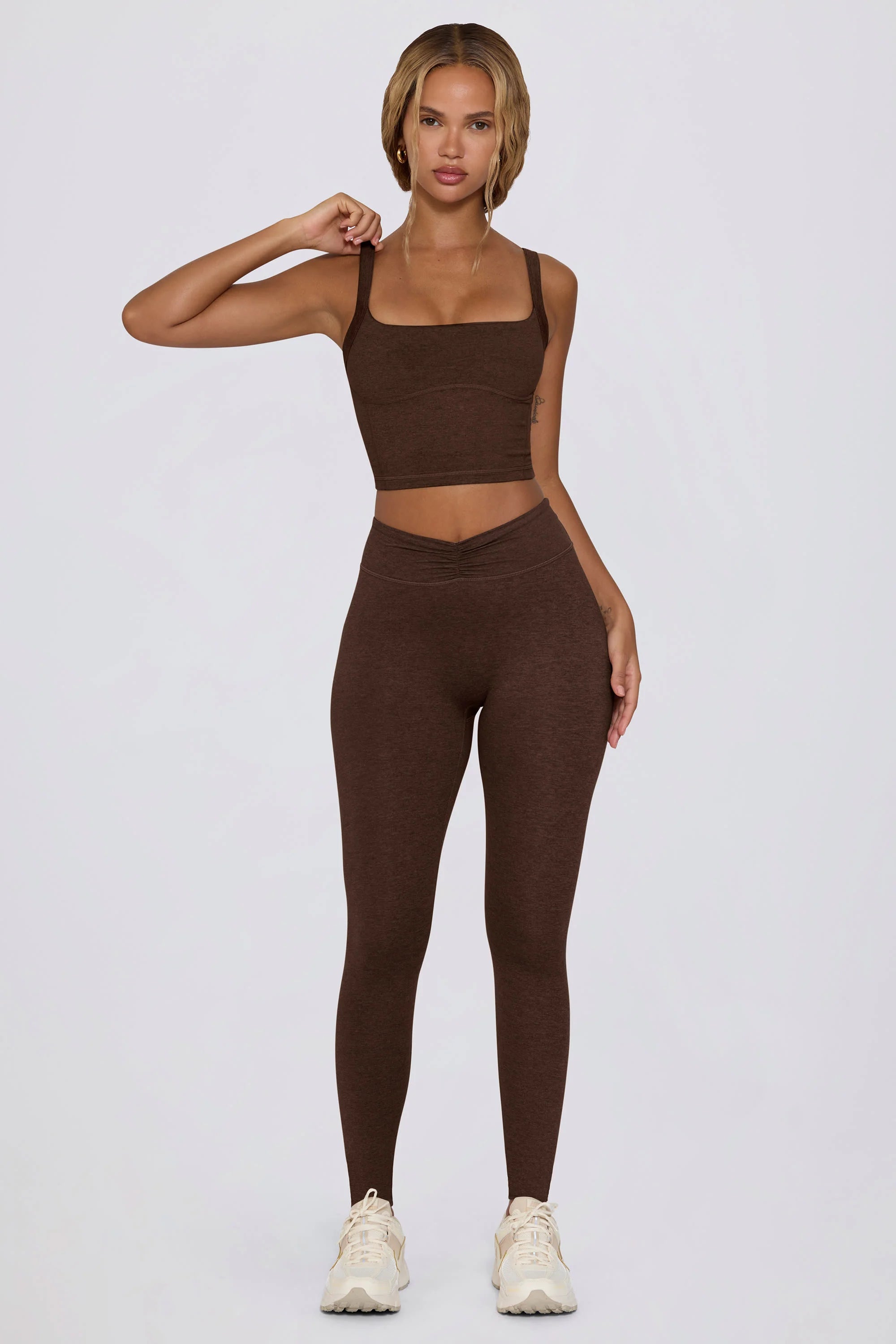 Cropped Tank Top in Pecan Marl