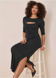 Front Cut Out Maxi Dress Jet Black