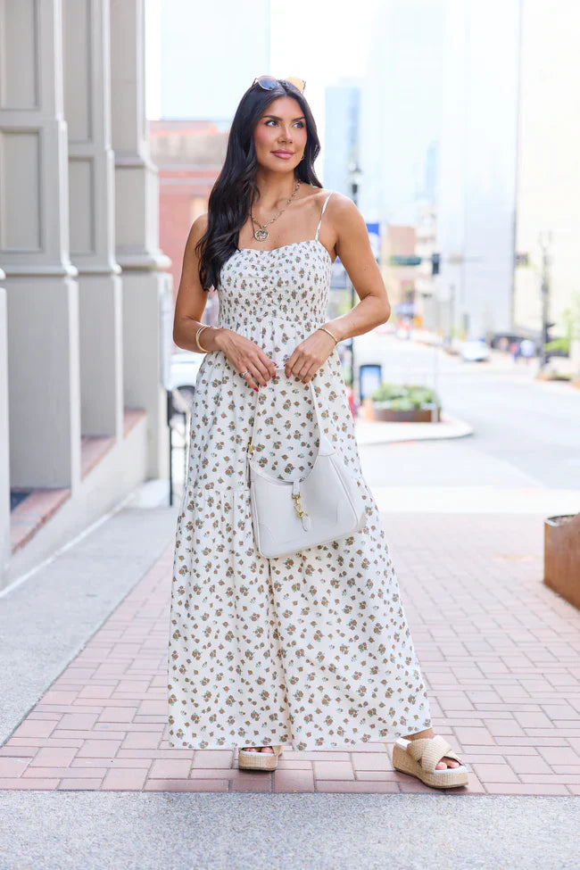 Rowan Brown Floral Maxi Dress