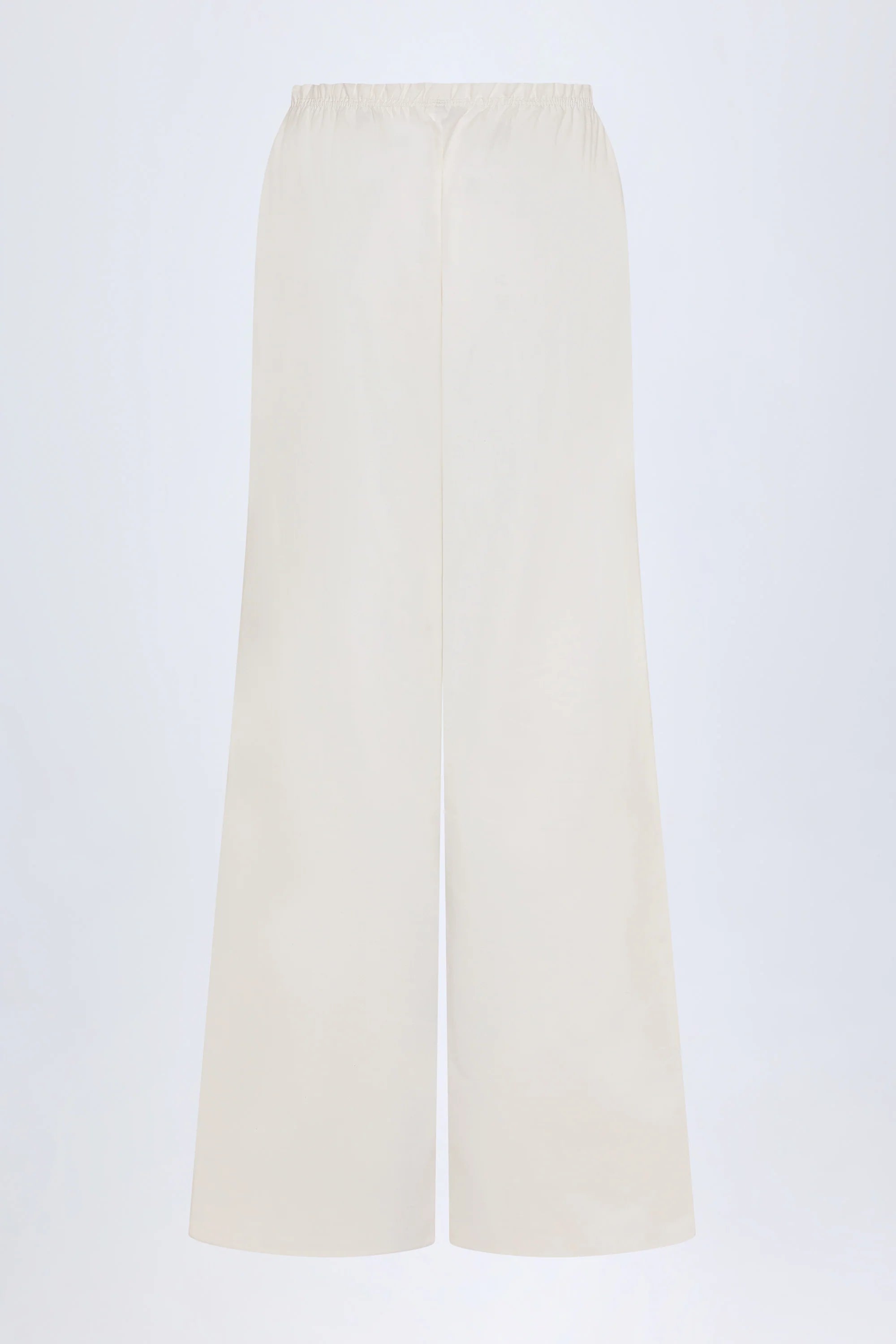 Wide Leg Cotton Poplin Trousers in White