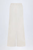 Wide Leg Cotton Poplin Trousers in White