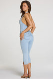 Denim Capri Jumpsuit in Light Denim