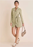 Belted Blazer Mini Oxford Tan