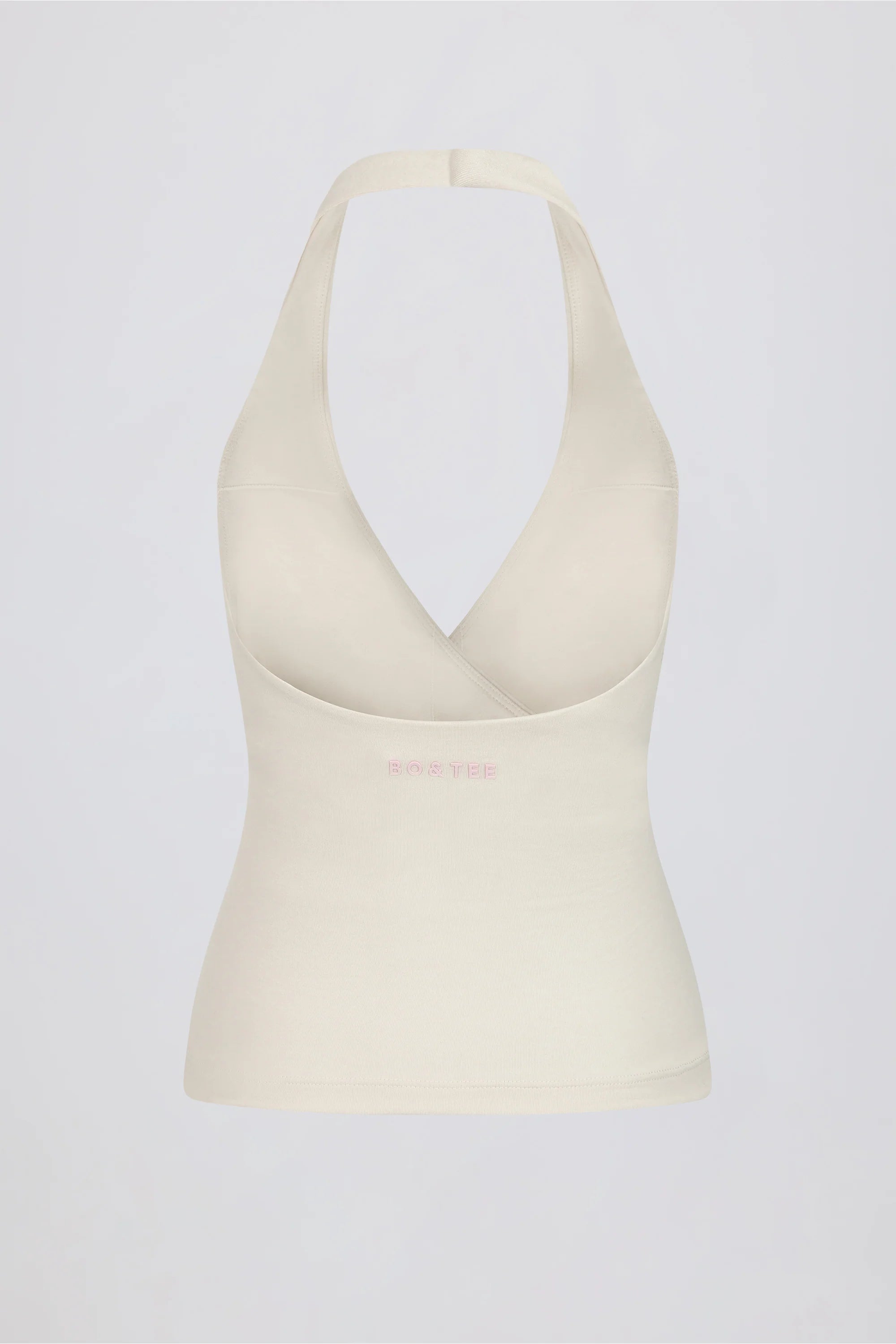 Halterneck Open Back Tank Top in Vanilla