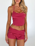 CERYS RIB SHORT PINK RED STRIPE