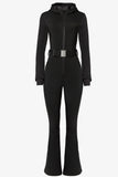 Waterproof Hooded Fitted Ski Suit in Black