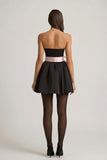 Bow Detail Corset Mini Dress in Black