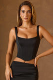 Lace Up Corset Top in Black