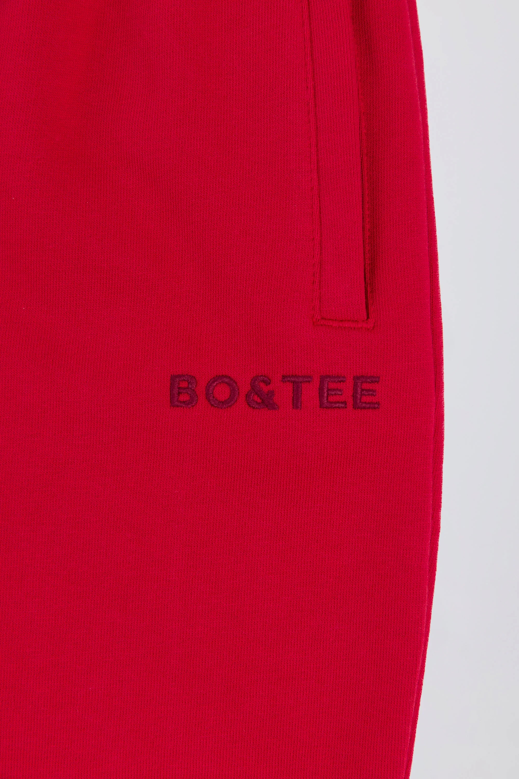 Soft Cotton Jersey Mid Rise Wide Leg Joggers in Hot Red