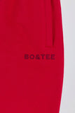 Soft Cotton Jersey Mid Rise Wide Leg Joggers in Hot Red