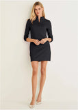 Ponte Zip Front Mini Dress Jet Black
