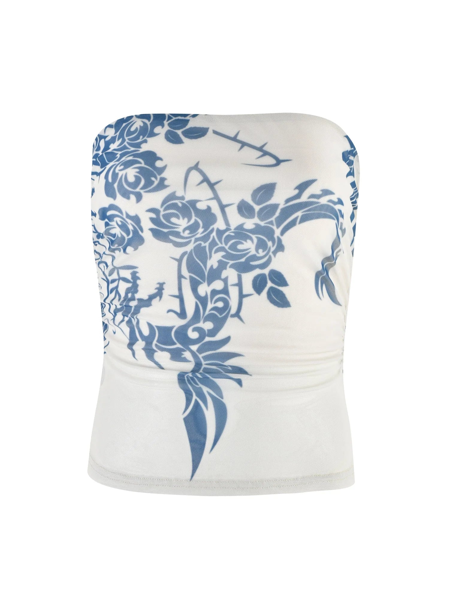 HARRIETT TUBE TOP BLUE TATTOO TATTOO PRINT