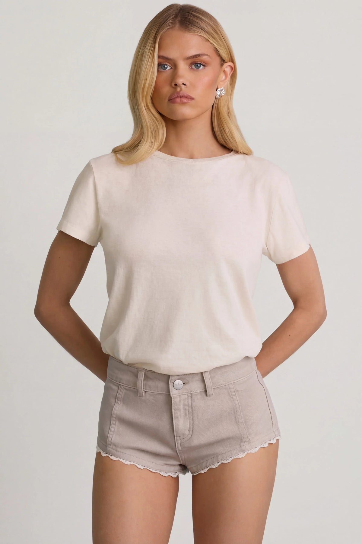 Low Rise Hot Pants in Ecru