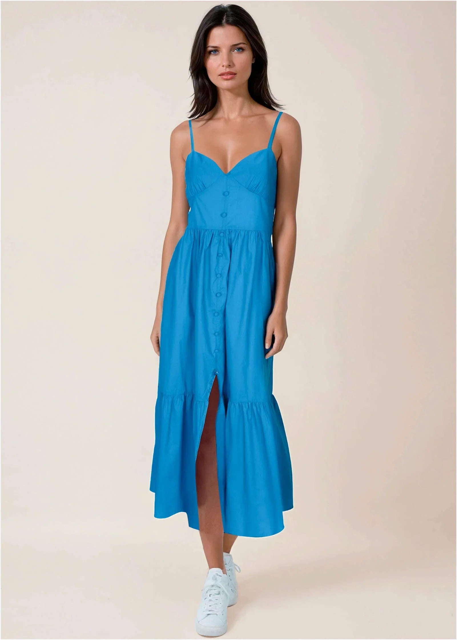 Button Front Maxi Blue