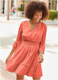 Ruffle Tiered Mini Dress Burnt Orange